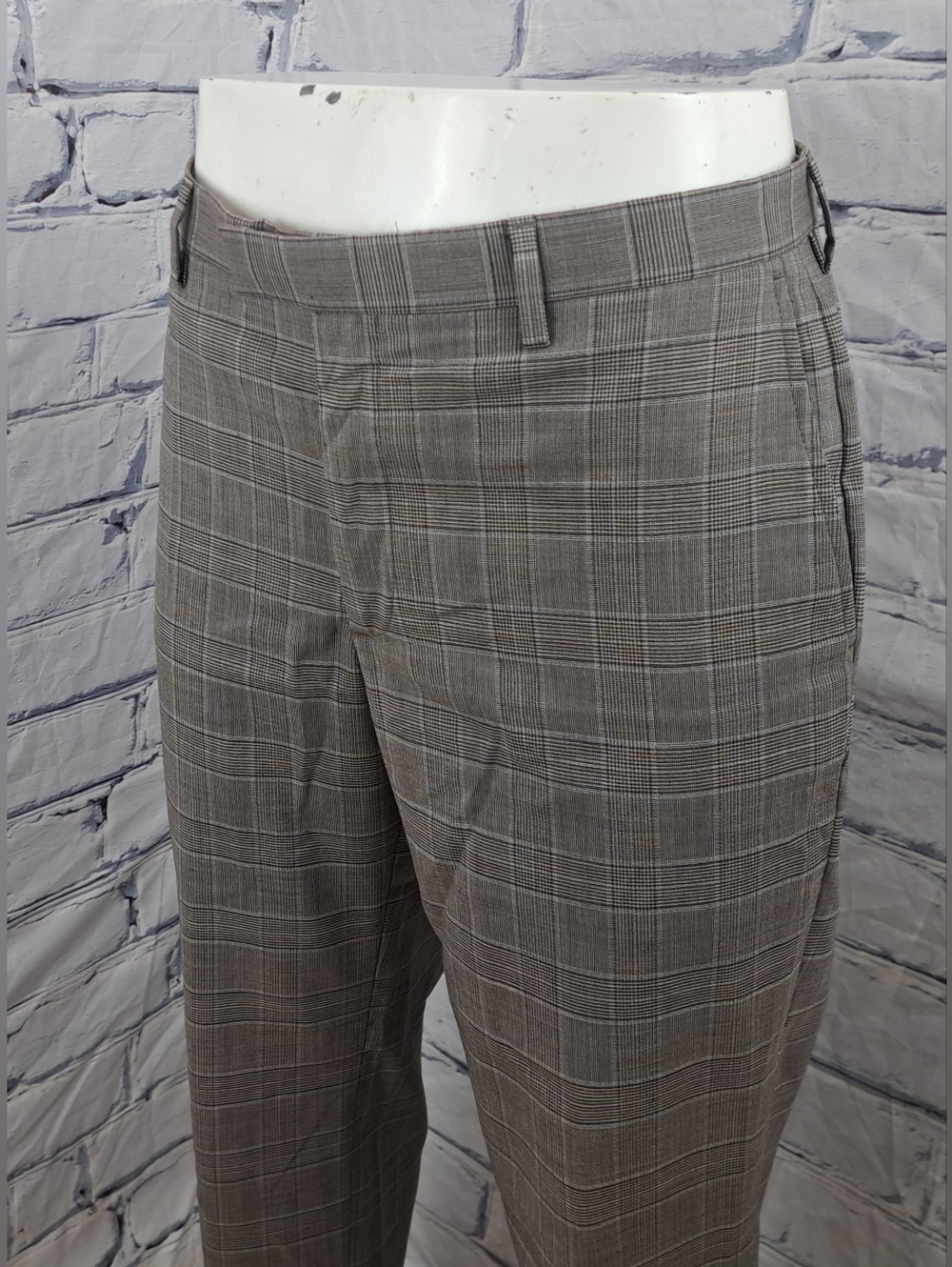 NWOT Banana Republic Men's Slim Fit Dress Pants Glen Check 32x32 Actual 34x31.5